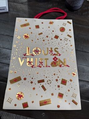 Louis Vuitton Gold and Red Festive Gift Bag